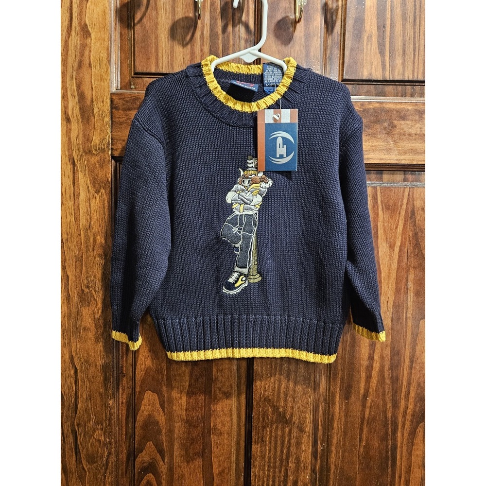 Phat Farm Y2k Nwt Bull Embroidered Logo Knit 3t Toddler Sweater Unisex Navy Blue